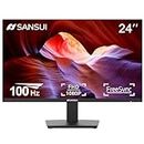 SANSUI Monitor 24 inch 100HZ FHD Computer Monitor, PC Monitor with HDMI, VGA, VESA, Tiltable, Frameless, Eye Care for Home Office(ES-24F2 HDMI Cable Included)