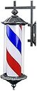 OUSIKA Durable Solar Lantern Outdoor Lights,Barber Pole Light 30" Barber Shop Signs Pole Rotating Illuminated with Globe Light Red White Blue Strips Outdoor Classic Waterproof Led Barber Pole, Wall-Mo