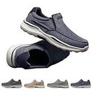 LinZong Deklan Walking Shoes for Men,Arch Support Casual Shoes,Canvas Leisure Vintage Flat Walking Orthopedic Shoes (Blue, Adulte, Homme, 41, Numérique, Système Taille Chaussures EU, Moyen)