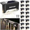JACKYLED 16 Pack, Step Lights Waterproof LED Solar Power Outdoor Fence Light for Deck Stair Railing, Outside Lighting for Wall Garden Backyard Patio Balcony Décor