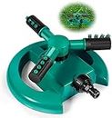 E-COSMOS 1 Pc Automatic 360 ° Rotating Adjustable Round 3 Arm Lawn Water Sprinkler for Watering Garden Plants/Pipe Hose Irrigation Yard Water Sprayer (Green)