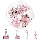 Jagowa 72PCS Binder Clips Set, Paper Clips, Push Pins, Bulldog Clips with Storage Box, Desk Accessories Organizer for Home School Office Supplies (Pink)