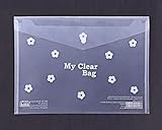 Saya My Clear Bag Flower File Folder, Clear Plastic Folders for Documents, Quick Snap Closure, A4 Size Waterproof File Folder for School & Office Supplies (Pack of 12, Natural)