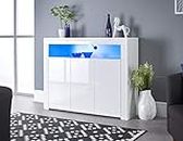 MMT Furniture Designs Ltd Buffet, Bois d'ingénierie, Blanc, 116cm x 35cm x 93cm