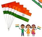Prime Small Size Set Of 6 Pcs Trilcolor India Flag with Stick for Independence Day and Republic Day Special for School College and Office Decoration Pack Of 1