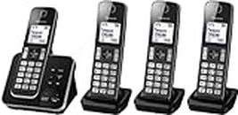 Panasonic DECT Digital Cordless Phone with Answering Machine and 4 Handset (KX-TGD324ALB), Black