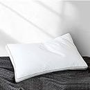 Yalamila Natural Goose Down Feather Bed Pillows for Sleeping (1-Pack)- 100% Cotton Fabric Cover Skin-Friendly - Luxury Hotel Soft Gusseted Pillows - Side Back Sleepers- Standard (20x26 inch)