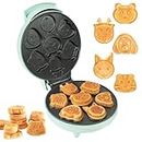 Primalite Animal Waffle Maker- Make 7 Fun&Cool Panda,Cat,Dog,Tiger&Reindeer Shaped Waffles Or Pancakes For Kids Or Unique Gift Idea|Non-Stick|Electric Iron With Indicator Light- Mint Green,700 Watts