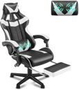 Soontrans White Gaming Chairs with Footrest, Video Game Chairs for Adults Teens,