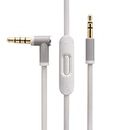 Audio Cable Cord Wire in-line Microphone Control Compatible Beats Dr Dre Headphones Solo, Studio, Pro, Detox, Wireless, Mixr, Executive, Pill (White)