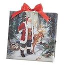 RAZ Imports Santa and Reindeer Lighted Print with Easel Back, 6-inch Height, Canvas