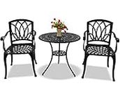 Centurion Supports POSITANO Garden & Patio Table & 2 Chairs Cast Aluminium Bistro Set - Black