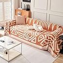 DREAMINGO Pet Couch Protector Boho Geometric Couch Cover for 2 Cushion Couch Sofa Reversible Orange Loveseat Couch Cover Washable Chenille Sofa Covers for Dogs Cats Sectional L Shape Couch, 71"x118"