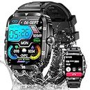 Military Smart Watches for Men (Make/Answer Calls) with 5ATM Waterproof, Tactical Rugged Watch 1.96" HD Screen Heart Rate Sleep Monitor 100+ Sports Modes Fitness Tracker Compatible with iPhone Android