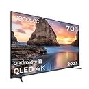 Cecotec QLED 70” Smart TV V1+ Series VQU11070+. 4K UHD, Android 11, Sin Marco, Dolby Vision y Atmos, HDR10, 2 Altavoces 12W y Subwoofer 12W, 2 Mandos, 2023