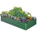 8 x 3 x 1 FT Metal Raised Garden Bed for Vegetables, Ohuhu Reinforced Galvanized Steel Raised Garden Beds with Baking Varnish, Planter Box for Growing Vegetables, Flowers, Herbs and Succulents