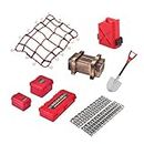 KEEDA RC Car Luggage Net, Shovel, Fuel Tank Decoration Tool Accessories for 1:10 RC Crawler Traxxas Trx4 Axial Scx10 D90 (Red)