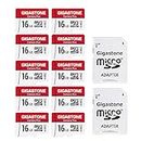 Gigastone 16GB 10-Pack Micro SD Card, A1 Camera Plus 90MB/s, Full HD Video, C10 Class 10 Micro SDHC UHS-I Memory Card, with MicroSD to SD Adapter