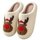 Sehoangd Slippers Christmas Slippers mignons Slippers de renne adaptés à des pantoufles en peluche chaleureuses et 43/44 Fuxes chaudes confortables