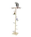 KSK Birds Playground,Wood Perch Gym Stand Training Step Ladder Perch with 2 Feeder Cups Exercise Toys for Cockatiels Lovebird Parakeets Parrots Conure Finches (KSKWBTS005, 48 INCH)