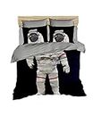 DecoMood Astronaut Bedding, Space and Astronaut Themed Quilt/Duvet Cover Set, Full/Queen Size, Boys Kids Bed Set (3)
