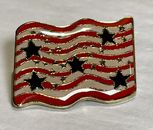 Pin Vintage Bandera Americana EE. UU. 5 Estrellas Brillos y Rayas Rojo Blanco Azul Nuevo de Edición