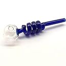 Greens 6 Inch Valentine Coil Smoking Transparent Blue Glass Oil Burner Pipe (Pack of 1)
