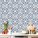 Brandian Wall Tile Stickers Waterproof, Peel and Stick Moroccan Tile Stickers for Kitchen Backsplash, Bathroom, Furniture, DIY Self Adhesive, Kitchen Wall Stickers & Floor Stickers, Blue - 24