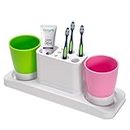 Aebeky Bathroom Toothbrush Holder Stand Organizer with Rinsing Cups(2 Cups)