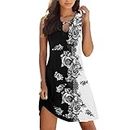 Velvet Dress Women Summer Casual Sexy Sleeveless Floral Print Mini Dress for a Small Group of Benefactors Lace Dress, White, L