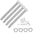 GFTIME BBQ Universal Grill Burner Tube Adjustable 12-17.3 inch for Master Forge, Perfect Flame, Uniflame, Lowes and Other Model Gas Grills OEM/ODM, Stainless Steel Burners Replacement Parts (4 PACK-1)
