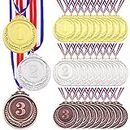 Swpeet 30 Pcs Winner Medals Gold Silver Bronze Award Medals, 1st 2nd 3rd Award Medals with Neck Ribbon, Olympic Style Medals Prizes for Competitions, Party Decorations and Awards