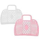 2 PCS Jelly Tote Bags, Bridesmaid Gift Bags Plastic Straws Clutches Girls Bachelorette Party Gift Bags Bridal Party Baskets Blanket Plastic Storage Bags