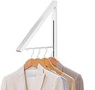 Openja Single Foldable Clothing Rack, Wall-Mounted Retractable Clothes Hanger for Laundry Dryer Room, Hanging Drying Rod, Small Collapsible Folding Garment Racks, Dorm Accessories. (Pack of 1)