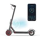 AovoPro ES80 Electric Scooter - 8.5" Solid Tires, 350W Motor , Up to 19 Miles Long-Range and 19 MPH Portable Folding Commuting Scooter for Adults with Double Braking System and App