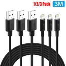 3m Fast USB Charger MFI Certified Charging Cable Data Cord for iPhone iPad iPod