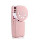 ESUMIC Portable USB Smile Air Conditioner Fan Travel Handheld Rechargeable Cooling Fan Air Purifier Humidifier for Summer Kids with USB Charging Cable(Pink)