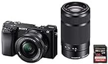 Sony Alpha ILCE-6100Y 24.2 MP Mirrorless Digital SLR Camera with 16-50 mm and 55-210 mm Zoom Lenses & SanDisk Extreme Pro SD UHS I 128GB Card for 4K Video for DSLR and Mirrorless