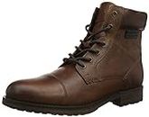 Thomas Crick Men's 'Hawkes' Ankle Derby Leather Zip Boots, Fashionable, Trendy, Comfortable, Perfect for Walking, Trendy Leather boots (Black/Wood)