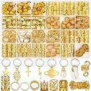 Lucomb 259 Pcs Hair Jewelry for Braids, Loc Jewelry for Hair Dreadlock for Women, Metal Gold Rings Cuffs Clips for Dreadlock Accessories Hair Braids Jewelry Decorations