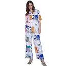 DIMPY GARMENTS Imported Crepe Colorful Women's 2 Piece Outfits Long Shirt and Pant Co-Ord Set (Medium, Multi) Multicolour