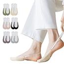 MQLSAERI 6 pares de calcetines tobilleros para mujer, calcetines invisibles de algodón, plantillas acolchadas para zapatos de tacón alto - 6 colori