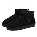 WANWEN Mini Boots for Women,Classic Mini Short Ankle Boot Fur Lined,Warm Fur Lined Winter Snow Warm Slip on Anti-Slip Boots (Black,7)