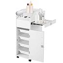 Lorvain Hair Salon Trolley Cart Salon Storage Cart Rolling Salon Cart with Wheels Lockable Drawers Hair Dryer Holders Side Tray for Barbershop Tattoos Beauty Hairdresser Station, White