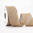 WANVISLIN Burlap Ribbon Natural Color,2 inch Wide 10 Yards Natural Jute Ribbon for Crafts, Bouquets, Wedding Decoration, Wreaths, Bows and More