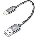 Wayona Nylon Braided USB Data Sync and Fast Charging 3A Short Power Bank Cable For iPhones, iPad Air, iPad mini, iPod Nano and iPod Touch (Grey)
