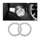 zipelo Crystal Double Rhinestone Car Engine Start Stop Decoration Ring, 2 PCS Push to Start Button Sticker, Car Interior Accessories for Women, Bling Key Ignition Starter Knob Ring Decals (AB Color)