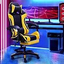 Furb Gaming Chair Office Chair Recliner with Footrest Ergonomic Support Headrest and Lumbar Support Back Black Yellow