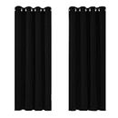 Deconovo Blackout Curtains Bedroom Super Soft Thermal Insulated Curtains Blackout Eyelet Blackout Curtains for Living Room 46 x 54 Inch Black 2 Panels