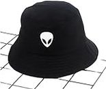 REFFER Unisex Cotton Bucket Hat (Pack Of 1) (Alien Series_Black Alien_Free Size)